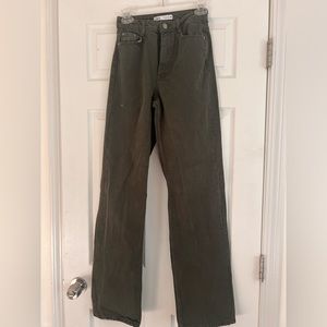 Zara High Waisted Olive Green Jeans - Size 2